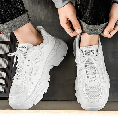Summer New Men's Platform Sneakers Fashion Classic White Heightened Casual Dad Shoes for Teenagers Mens Breathable Walking Shoes