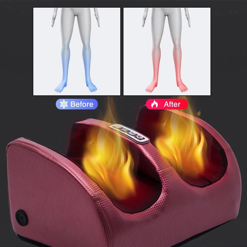 Electric Foot Massager Shiatsu Kneading Deep Tissue Relax Heated Roller Calf Pain Relief Fatigue Muscles Vibrator Machine Health - Kimlud