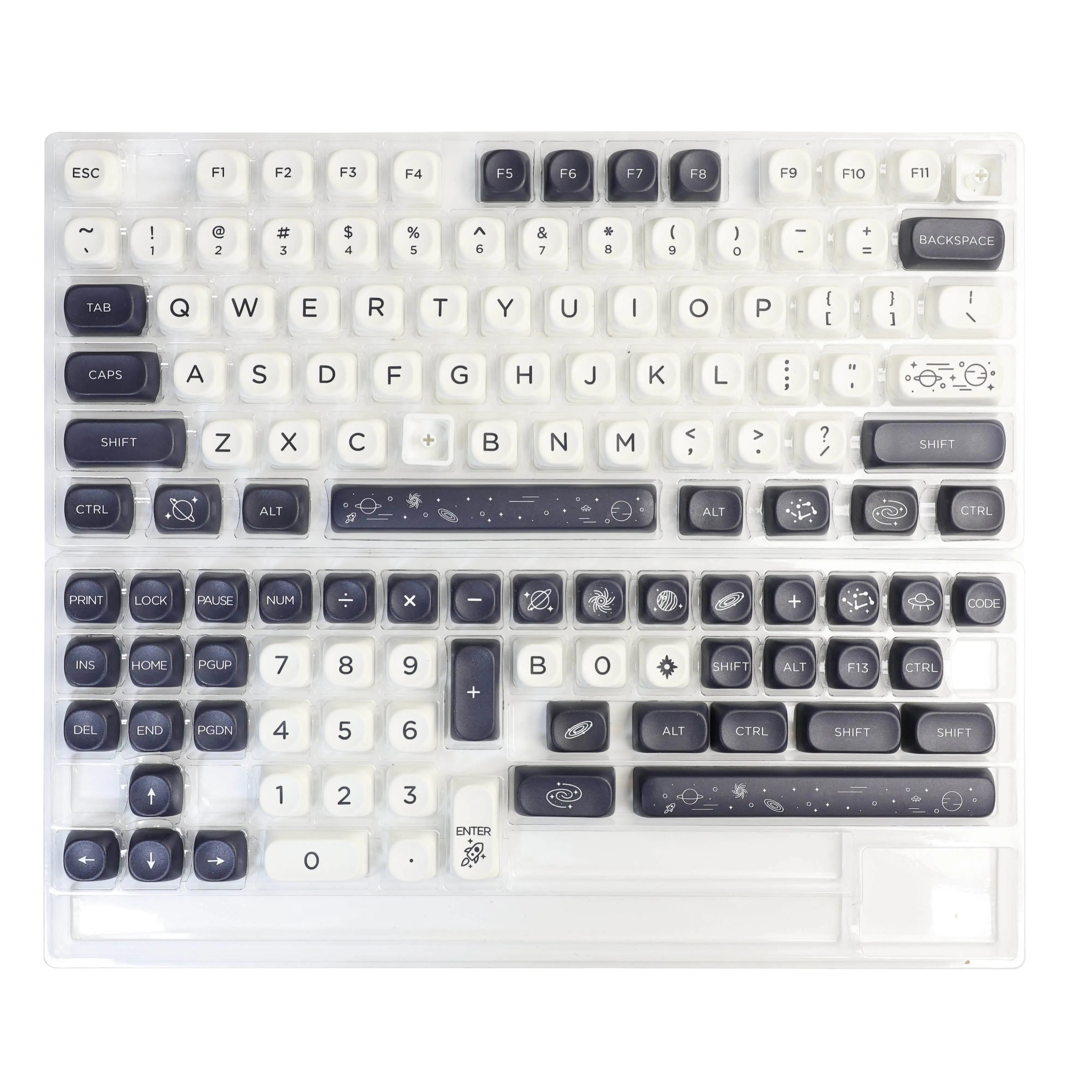 125 Keys Milky Way White Dye-Sublimation Keyboard Keycaps MOA Profile Cute PBT Key cap for Cherry MX Switches Gaming Keyboard