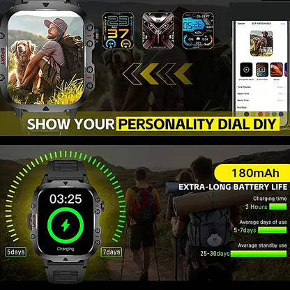 2025 New Men Women Smart Watch Flashlight 1.81” HD Display AI Voice Bluetooth Call Sports Watches Health Monitor Smartwatch Men