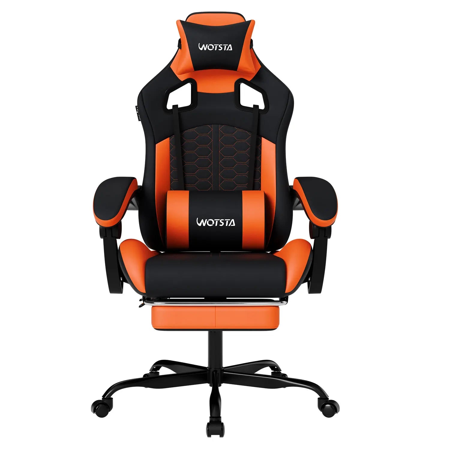 WOTSTA Gaming Chair with Footrest, Lumbar Support, Adjustable Height, Swivel Seat, Headrest ,For Office or Gaming