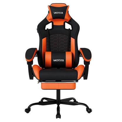 WOTSTA Gaming Chair with Footrest, Lumbar Support, Adjustable Height, Swivel Seat, Headrest ,For Office or Gaming