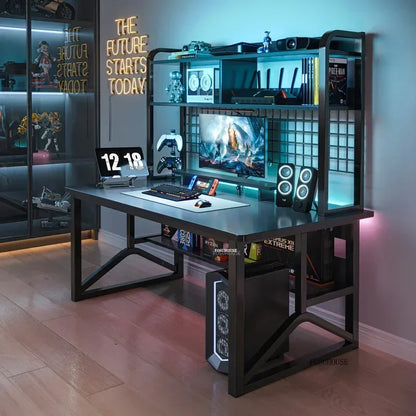 Home Office Table For Pc Gaming Desk Simple Desktop Computer Desks With Bookshelf Furniture Creative Reading Desk Gamer Table X