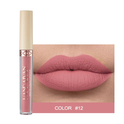 Handaiyan 12 Colors Matte Dark Purple Lip Gloss Longlasting Red Nude Nude Liquid Lipsticks Non-stick Cup Lip Tint Makeup Pigment