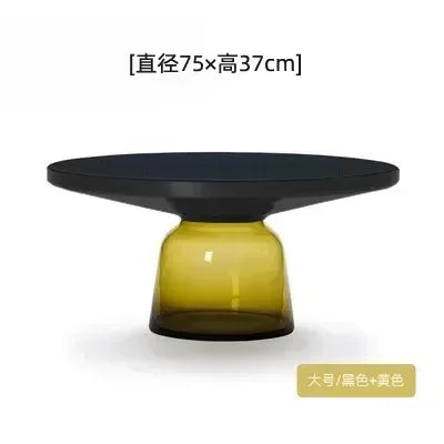 Nordic Creative Glass Round Coffee Table Combination Living Room Reception Side Table Transparent Light Luxury Coffee Tables - Kimlud