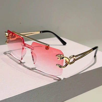 KAMMPT Rimless Square Sunglasses Men Fashion Vintage Double Bridge Shades Women Trendy Luxury Brand Design Gradient Sun...