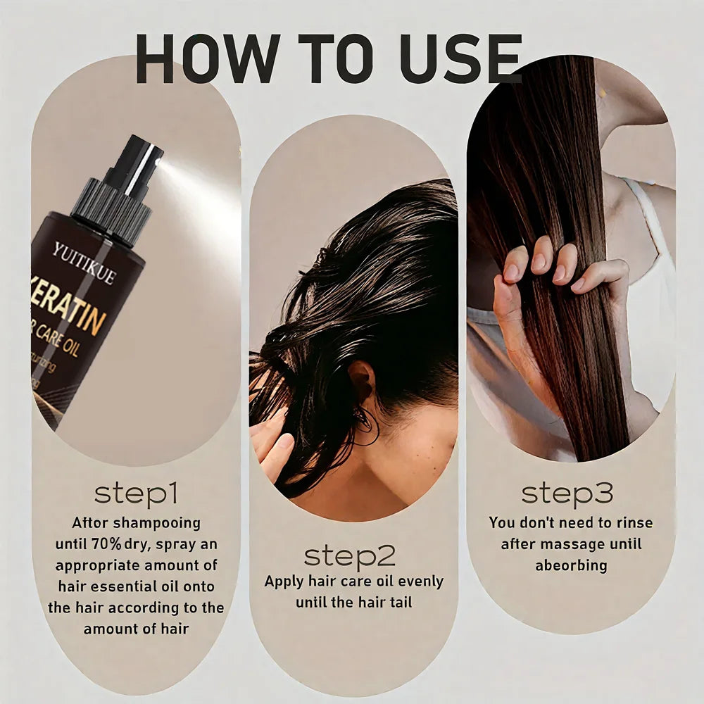 Keratin Hair Oil · Moisturizing, Refreshing and Smooth Deep Hair Care Suitable for Dry and Damaged Hair