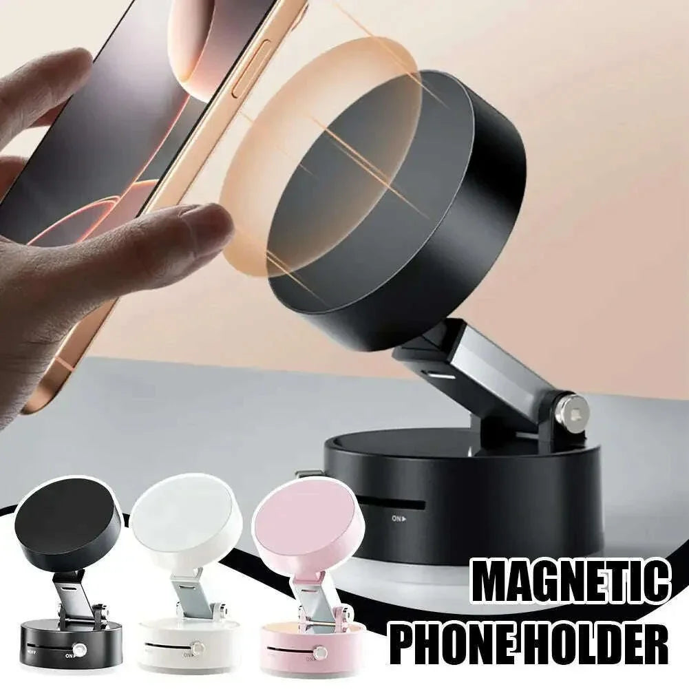 Vacuum Adsorption Magnetic Suction Cup Phone Mount Double Sided Hands-Free Magnetic Cell Phone Holder For Car/Gym/Mirror/Smoot