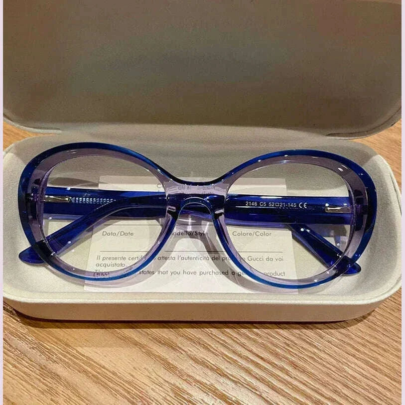 CLLOIO New Fashion Oval Transparent Frame For Women Anti Blue Light Reading Glasses Myopia Customizable Prescription Eyeglasses