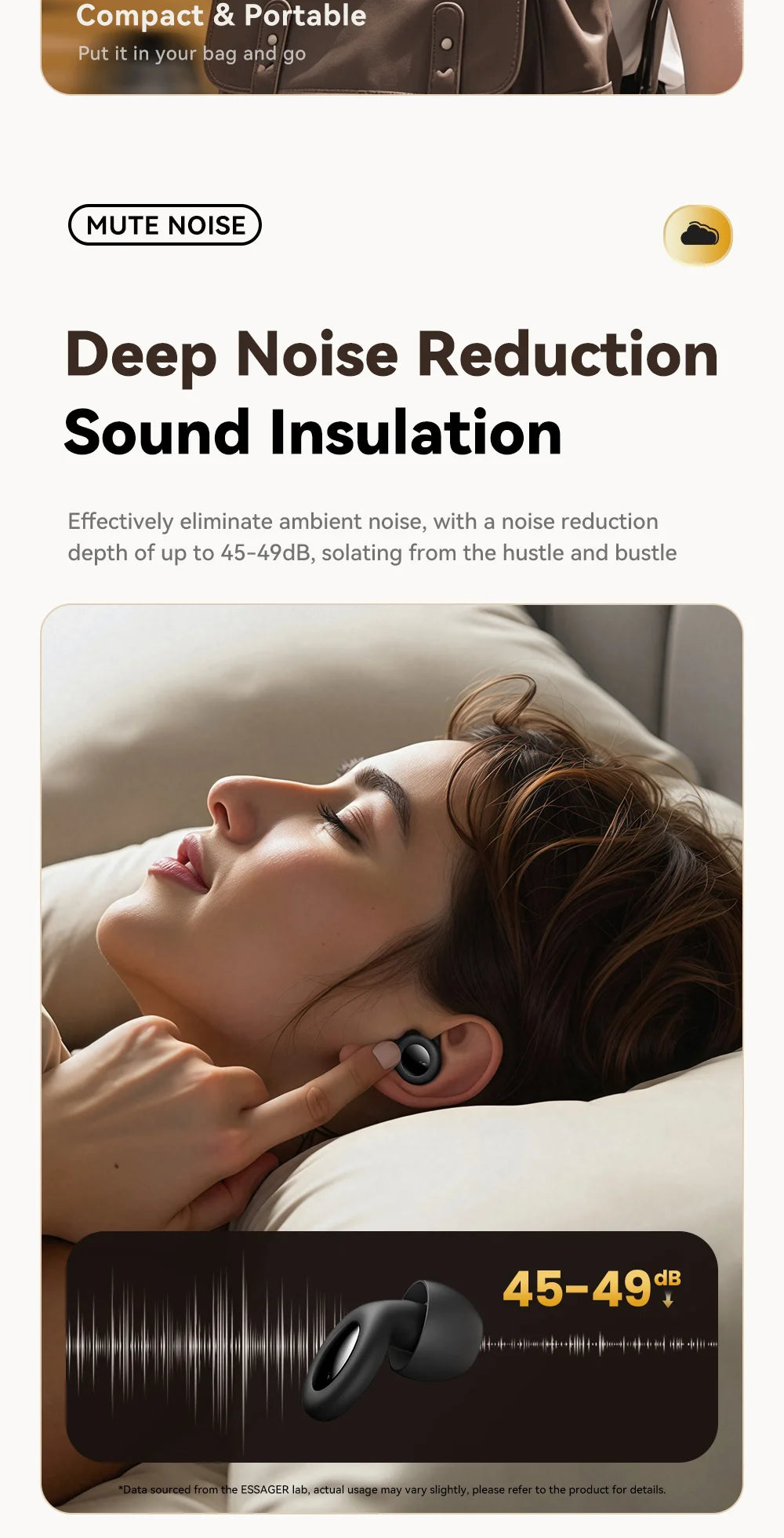 ESSAGER Noise Cancelling Ear Plugs for Sleeping Soft Silicone Sleep Earplugs Noise Reduction Earbuds for Sleep Work Study Travel - Kimlud