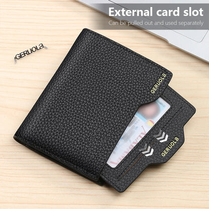 RFID Anti-Theft Brush New Three Fold Multi Fold Genuine Leather Cowhide Wallet Multifunctional anti Tamper Magnetic Card...