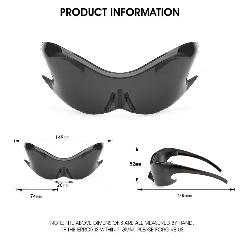 Women Men Unique Punk Style Sunglasses Luxury Brand Sports Goggle One Piece Sun Glasses For Male Cycling Hip Hop Shades UV400