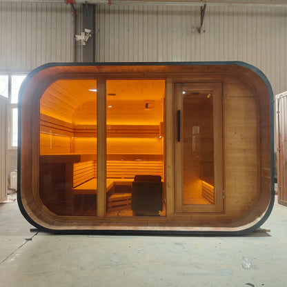 New design Canadian red cedar cube outdoor sauna traditional wooden sauna for home use - Kimlud