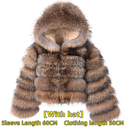 2024 maomaokong Super Hot Winter Women Luxury Thick Real Raccoon Fur Coat Natural Fox Fur Jacket Plus Size Jackets Female Vest