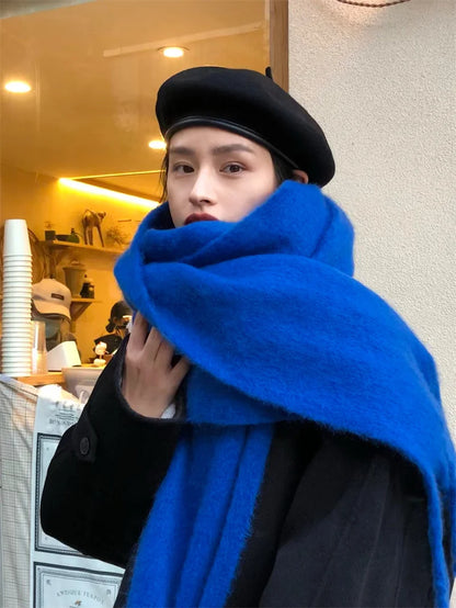 2025 Women Scarf Winter Warm Thick Shawl Wraps Fashion Solid Color Pashmina Scarves Long Tassel Hijab Stoles Bufanda Cashmere - Kimlud