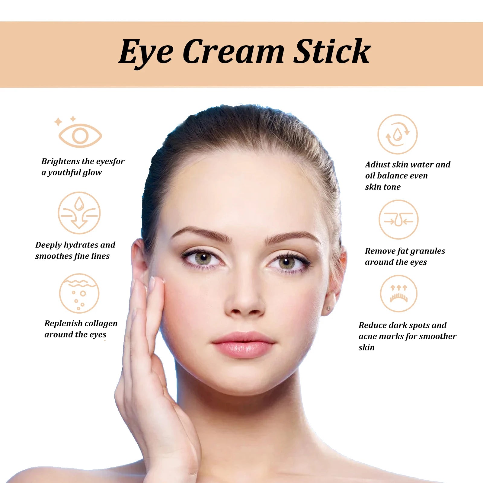 Snail Eye Cream Stick Collagen Fade Fine Lines Wrinkle Lightening Dark Circles Firming Eye Bags Puffiness Moisturizing...