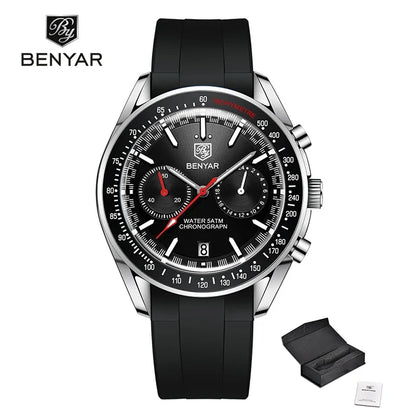BENYAR Mens Watches Top Luxury Moon Watch For Men Quartz Chronograph Waterproof Military Sports Luminous Clock Reloj Hombre
