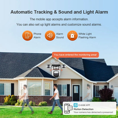 LS VISION 20MP WiFi Security Cameras 10X Zoom Three Screen Four Lens CCTV PTZ Auto Tracking Human Detection Surveillance Cameras