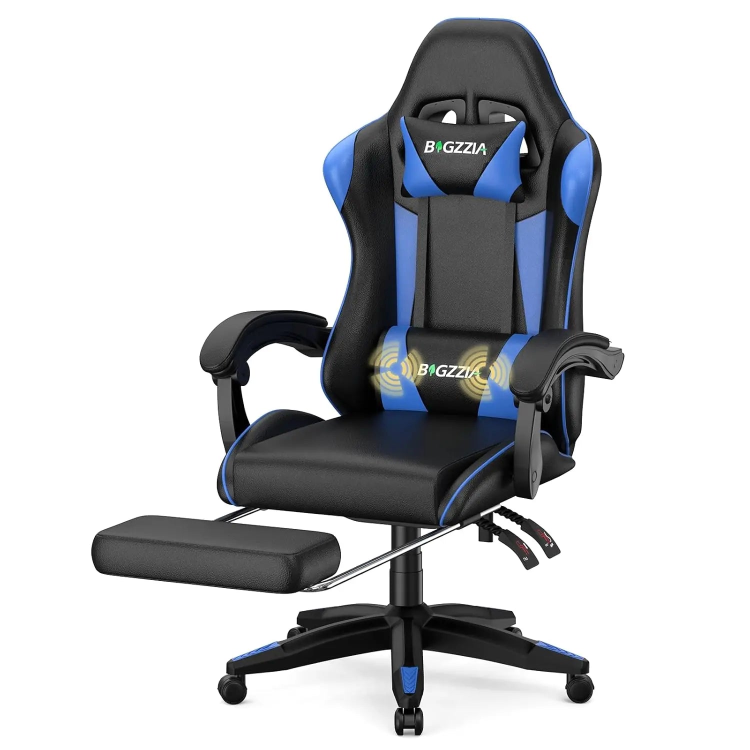 Gaming Chair, Gamer Chair with footrest and Massage Lumbar Support, Height Adjustable Video Game Chair with, Customized