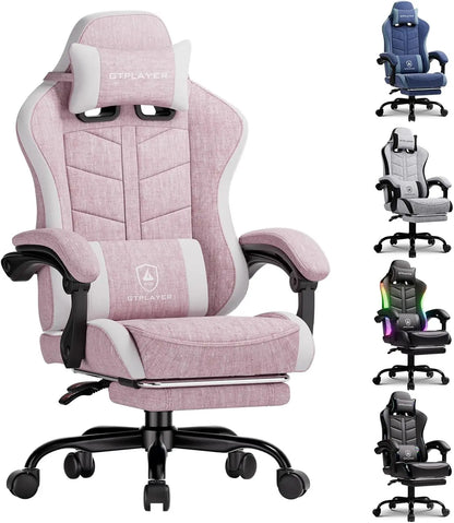 GTPLAYER RGB Gaming Chair with Footrest, Computer Gaming Chair with LED Lights for Adults, Height Adjustable PC Gamer Chair
