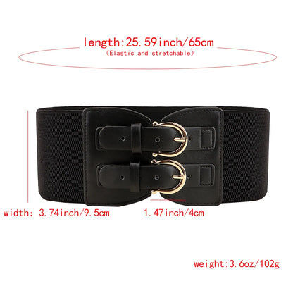 High sense retro pin buckle waist seal elastic elastic wide belt ladies fashion accessories