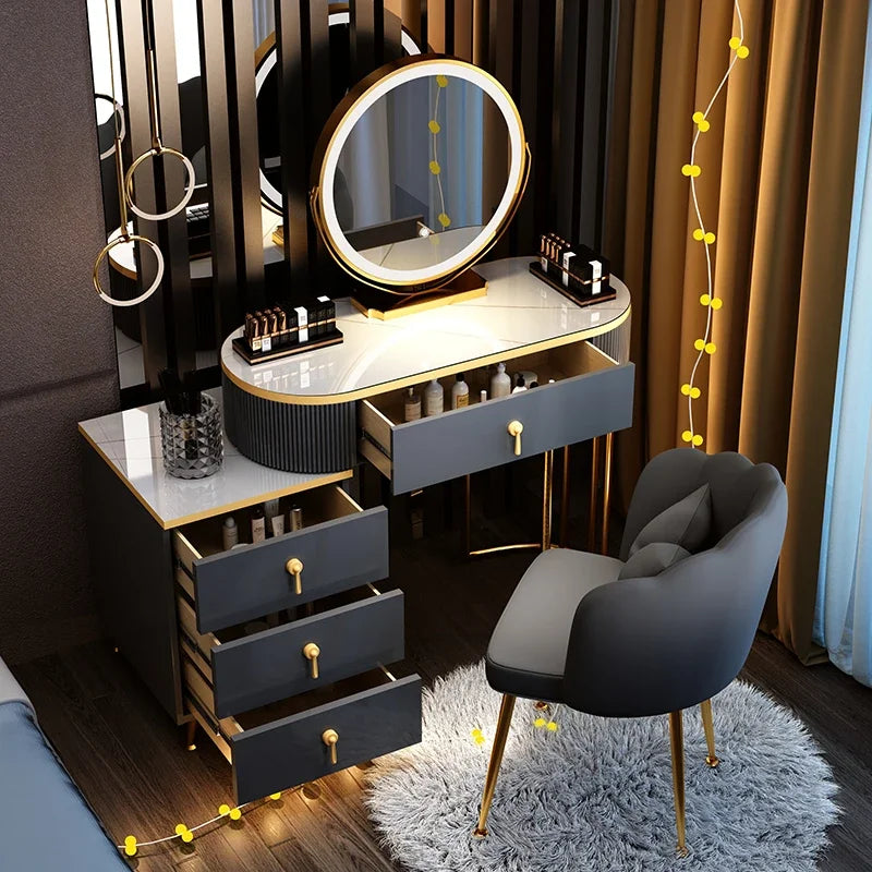 Modern Luxury Vanity Table Storage European Big Study Corner Women Organizer Dressing Table Girl Penteadeira Chinese Furniture