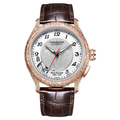 HANBORO Mechanical Alarm Watch Men Automatic Ping Bell Hourly Chime Luxury 100M Waterproof Sapphire Steel Business...