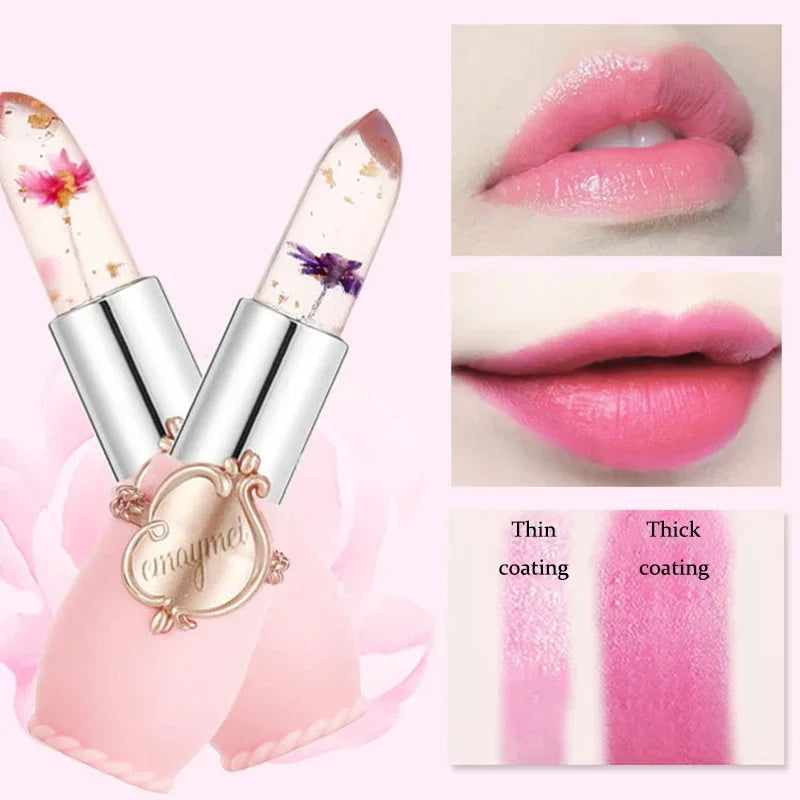 Jelly Dried Flower Color Changing Lip Balm Transparent Moisturizing Make Up Lipstick Repair Dry Cracks for Lips Care Lipgloss