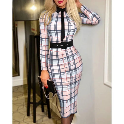 Popular Fashion Women&#39;s Print Dress Women With Belt