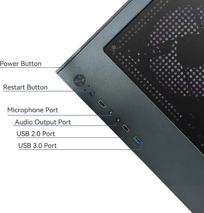 Desktop Computer, Ryzen 7 5700X,RTX 5060,32GB DDR4 RAM and 1TB M.2 NVMe SSD, 240 Liquid Cooler, ARGB Fans,Game Design Office