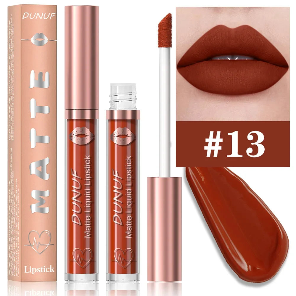 18 Color Waterproof Lip Gloss Nude Apricot Matte Liquid Lipstick Transparent Lip Oil Sexy Rose Red Velvet Matte Lipstick Make Up - Kimlud