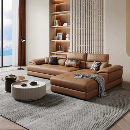 European Living Room Sofa Genuine Leather Sectional Corner Sofas Modular Luxury Sofa Sala De Estar De Luxo Modern Furniture - Kimlud