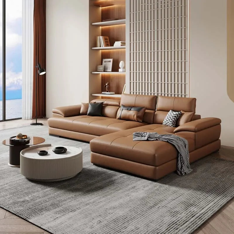 European Living Room Sofa Genuine Leather Sectional Corner Sofas Modular Luxury Sofa Sala De Estar De Luxo Modern Furniture - Kimlud