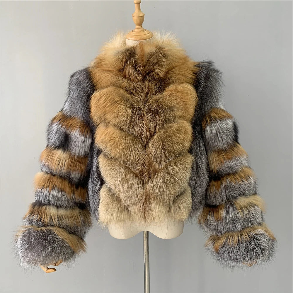 High Quality Vintage Design Natural Fox Fur Coats Warm Parka Overcoats Wholesale Luxury Real Red Fox Fur Coat For Women