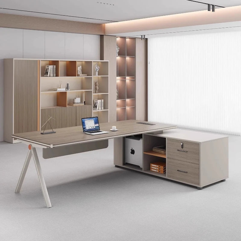 Large Wood Aesthetic Office Desk Designer Modern Drawers Standing Computer Desk Executive Wooden Mesa Escrivaninha Furniture - Kimlud