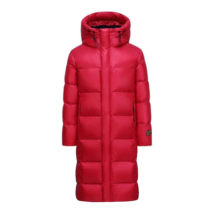 Top Grade Women Red 90%  White Goose Down  Thick（Winter) Warm  X-Long Jackets 2023 New Arrivals Female Hooded Down Parka
