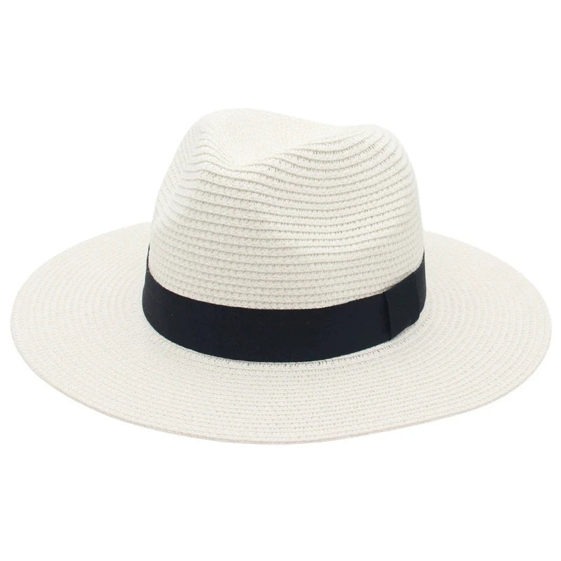 Spring and Summer Hot Selling Panama Straw Hat Square Black Ribbon Korean Style Hat for Men and Women Jazz Hat Panamahat