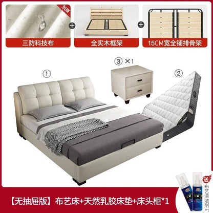 Premium High-quality New Arrival Technology Fabric Bed Small Unit, Master Bedroom, Large Bed, Light Luxury Nordic Fabric Bed