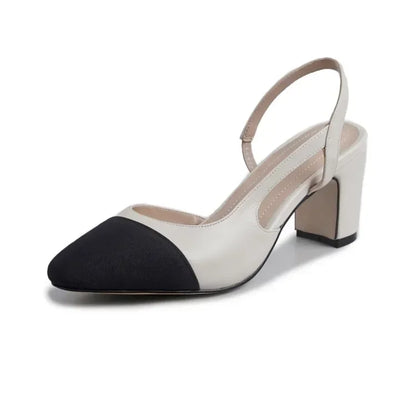 LeShion Of Chanmeb 33-43 Women Luxury Brand Designer Shoes Woman High Heeled Genuine Leather Slingbacks Beige Nude Pumps Classic - Kimlud