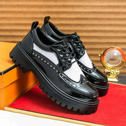 Men Casual Office Business Formal Oxford Thick Bottom Dress Shoes Men Gentleman Outdoor Patent Leather Wedding Shoes Fashion
