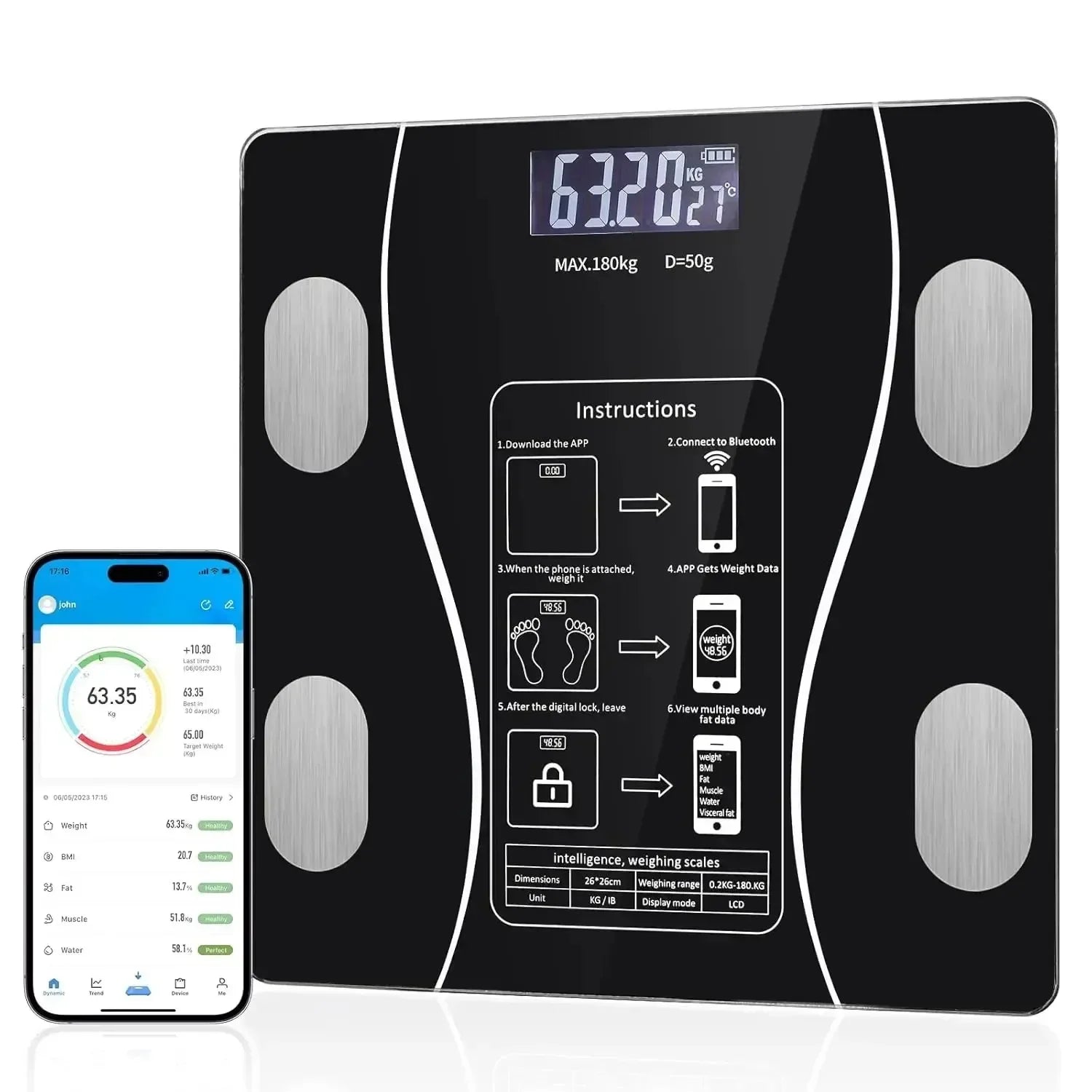 Body fat scale Smart and precise household fat scale Bluetooth weight loss special scale Human body small electronic scale - Kimlud