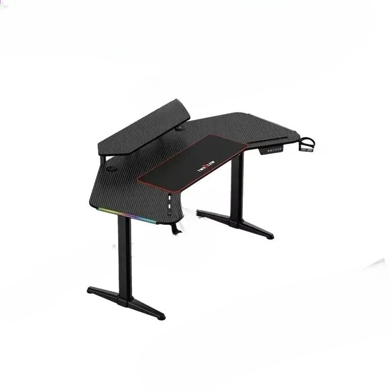 Adjustable Luxury Carbon Fiber Lifting Stand Table Full Electric 160cm Computer Gaming Desk Corner with Wireless USB Charger