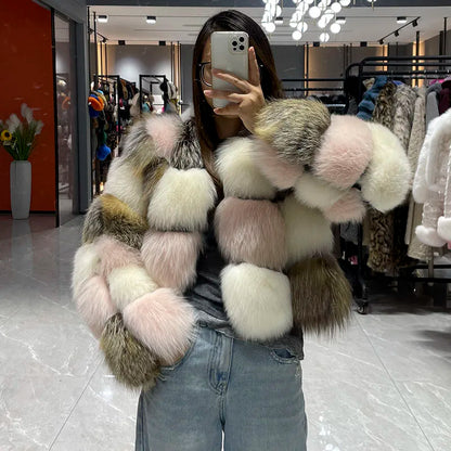 Women Winter Coats Warm Fox Fur Coats Real Natural Fox Fur Coat Fur Coat Thick Jackets V-neck New Arrival