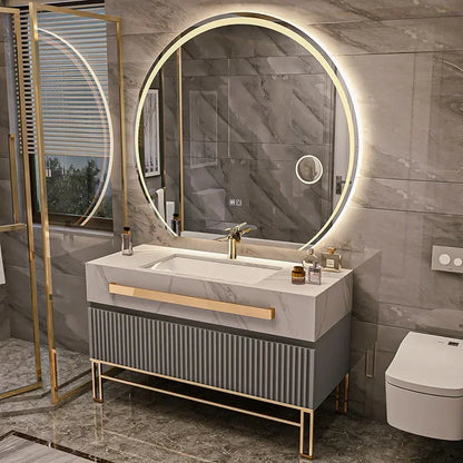 O Single/Double Sink Bathrooms Vanity Luxury Bathroom Cabinet Combination Rock Slab Smart LED Light Cabinet Bathroom...
