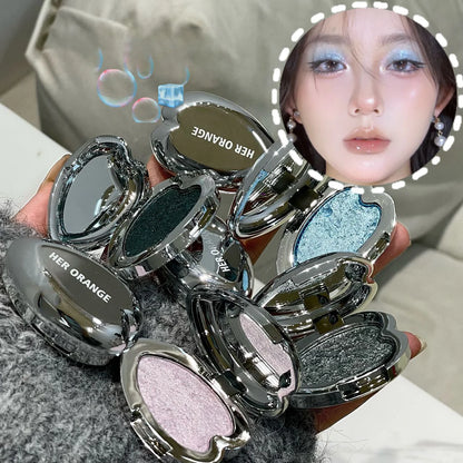 Pearlescent Blue Metallic Eyeshadow Palette Punk Smoky Purple Mashed Potato Waterproof Shimmer Glitter Heart-shaped Eye...