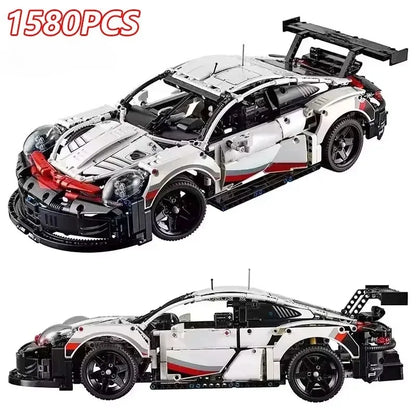 New 1580PCS Remote Control Car Building Set 1:10 Technical Sport Racing Car Building with Motor and Led Light Kit Toy Adult Gift