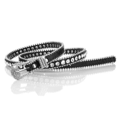 Sexy Leopard Rhinestone Belt Women's Bling Belt Punk Y2k Metal Buckle Sequin Belts Pu Fashion Waistband Jeans Pants...