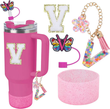 Accessories for Stanley Cup 40oz 30oz Letter Charms for Handle Silicone Boot,Straw Cover Topper & Sticker Charms