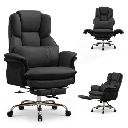 TCGBKAF Big and Tall Executive Criss Cross Office Chair, Ergonomic Computer Desk Chair with Adjustable Backrest, Flip Armrests & Footrest for Home & Office