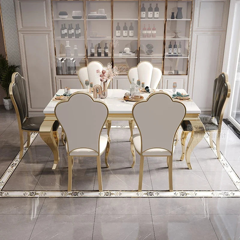 Marble Luxury Dining Table Unique Gold Individual White Italian Dining Table Rectangular Design Mesa Comedor Home...